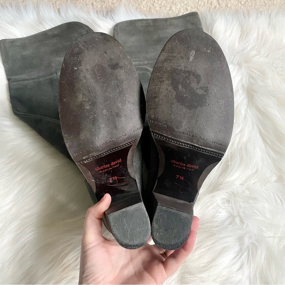 Charles David Knee High Grey Suede Boots - Picture 4 of 5